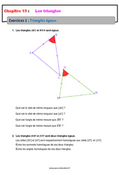Triangles égaux - 4ème - Révisions - Exercices avec correction - PDF à imprimer