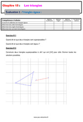 Triangles égaux - 4ème - Evaluation, bilan, contrôle avec la correction - PDF à imprimer