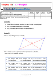 Triangles semblables - 4ème - Evaluation, bilan, contrôle avec la correction