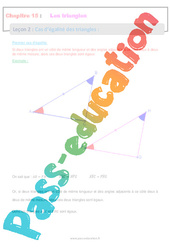 Cas d’égalité des triangles - 4ème - Séquence complète - PDF à imprimer