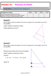 Calculer des longueurs - 4ème - Evaluation, bilan, contrôle avec la correction sur le Théorème de Thalès - PDF à imprimer