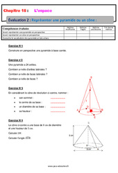 Représenter une pyramide ou un cône - 4ème - Evaluation, bilan, contrôle avec la correction - PDF à imprimer