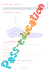 Calcul du volume d’une pyramide ou d’un cône - 4ème - Séquence complète - PDF à imprimer