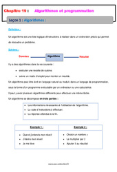 Algorithmes - 4ème - Cours - PDF à imprimer