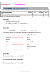Multiples et diviseurs - 5ème - Evaluation, bilan, contrôle avec la correction - Arithmétique - PDF à imprimer