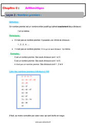 Nombres premiers - 5ème - Cours - Arithmétique - PDF à imprimer