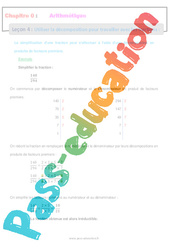 Utiliser la décomposition pour travailler avec les fractions - 5ème - Séquence complète - Arithmétique - PDF à imprimer