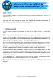 Comment utiliser du matériel de manipulation en mathématiques ? - CRPE 2025 - PDF à imprimer