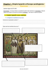 Byzance et l’Europe carolingienne - 5ème - Exercices avec les corrigés - PDF à imprimer