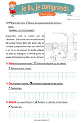 L’automne - CP - CE1 - Mes premiers pas en lecture - Niveau 1 - PDF à imprimer