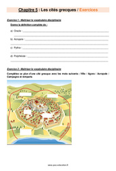 Les cités grecques – 6ème – Exercices avec les corrigés - PDF à imprimer