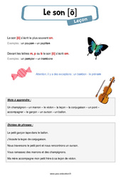 Le son [õ] – Ce1 – Ce2 – Phonologie – Leçon - PDF gratuit à imprimer