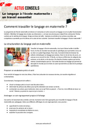 Le langage à l'école maternelle : un travail essentiel