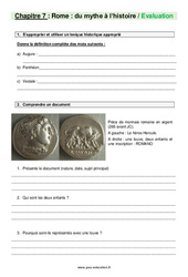 Rome : du mythe à l’histoire – 6ème – Evaluation avec les corrections - PDF à imprimer