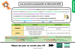 Les pronoms possessifs et démonstratifs - Cm2 - Leçon, trace écrite
