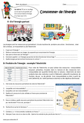 Consommer de l’énergie - Cm1 - Exercices - PDF à imprimer