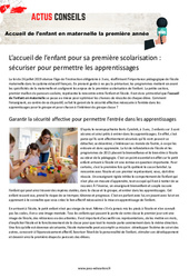 Leçon, exercice et évaluation :<br/> Accueil de l’enfant en maternelle la première année