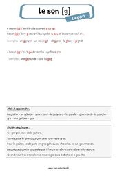 Le son [g] – Ce1 – Ce2 – Phonologie – Leçon - PDF gratuit à imprimer