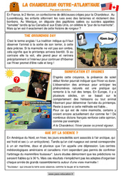 La Chandeleur Outre-Atlantique - Cm1 - Cm2 - Lecture documentaire en libre téléchargement - PDF gratuit à imprimer