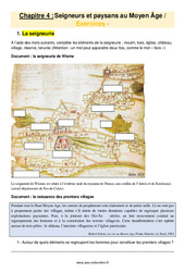 Seigneurs et paysans au Moyen Âge – 5ème – Exercices avec les corrigés - PDF à imprimer