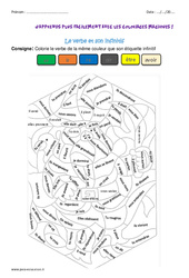 Le verbe et son infinitif - Ce1 - Coloriage magique - PDF à imprimer