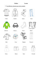 Les vêtements - Clothes - Ce2 - Cm1 - Cm2 - Leçon - Anglais - Cycle 3 - PDF gratuit à imprimer