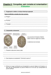 Conquêtes, paix romaine et romanisation – 6ème – Evaluation avec les corrections