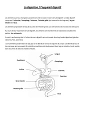 La digestion - l'appareil digestif - Leçon - Ce2 - Cm1 - Sciences - Cycle 3 - PDF gratuit à imprimer