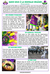 Mardi Gras à la Nouvelle-Orléans - Cm1 - Cm2 - Lecture documentaire en libre téléchargement - PDF gratuit à imprimer