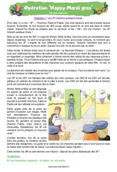 Opération Happy Mardi gras – Cm1 – Cm2 – Récit – Libre téléchargement - PDF gratuit à imprimer