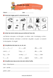 Le son [ã] – Ce1 – Ce2 – Phonologie – Exercices  - PDF à imprimer
