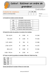 Estimer un ordre de grandeur - Évaluation, bilan au Cm1 et Cm2 avec la correction - PDF à imprimer