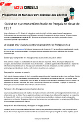 Programme de français CE1 expliqué aux parents