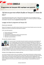 Programme de français CE2 expliqué aux parents