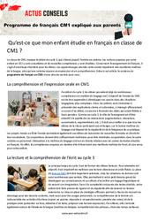 Programme de français CM1 expliqué aux parents