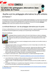 La place des pédagogies alternatives dans les écoles de France