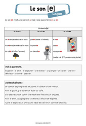 Son [e] (é) – Ce1 – Ce2 – Phonologie – Leçon - PDF gratuit à imprimer