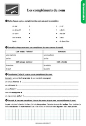 Les compléments du nom au Cm2 avec les corrections - Exercices, révisions - PDF à imprimer