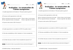 Construction de l'Union européenne - Cm2 - Evaluation - PDF à imprimer