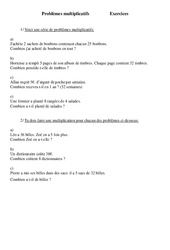 Multiplicatifs - Problèmes - Ce2 - Exercices - Cycle 3  2 - PDF à imprimer