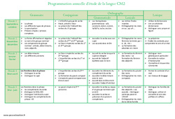 Etude de la langue - Cm2- Programmation annuelle - PDF à imprimer