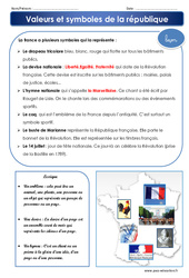 Valeurs et symboles de la république - Cm1 - Cm2 - Leçon - PDF gratuit à imprimer