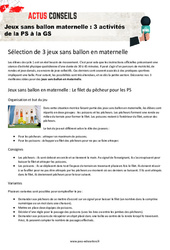 Jeux sans ballon maternelle : 3 activités de la PS à la GS