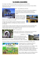 Energies renouvelables -  Exercices - Cm1 cm2 - Sciences - Cycle 3 - PDF à imprimer