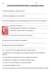 La république française - Cm1 cm2 - La république - Evaluation - PDF à imprimer