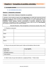 Conquêtes et sociétés coloniales - 4ème – Exercices avec les corrigés - PDF à imprimer