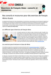 Exercices de français 4ème : conseils et ressources