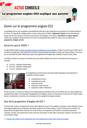 Le programme anglais CE2 expliqué aux parents