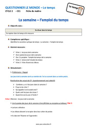Semaine - Emploi du temps - Ce1 - Fiche de préparation - PDF à imprimer