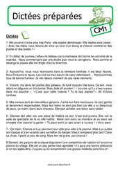Dictée préparées / réfléchies (n°1) - Niveau CM1 - PDF à imprimer